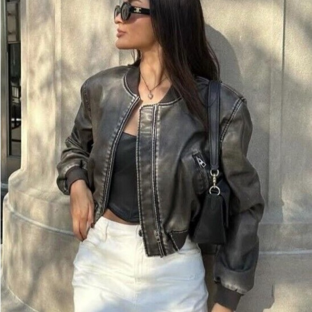 Zara Faux Leather Bomber